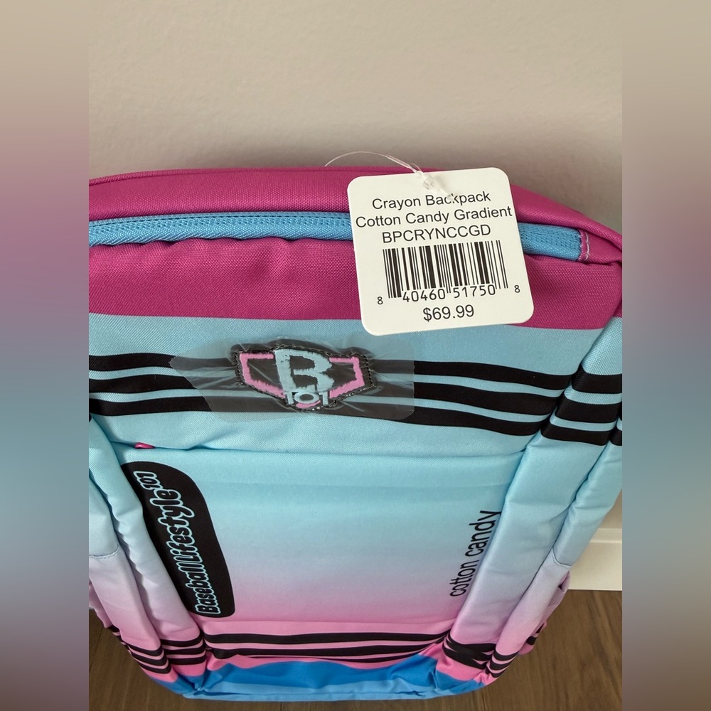 Baseball Lifestyle 101 Crayon Backpack - Cotton Candy Gradient - NEW - Picture 3 of 4